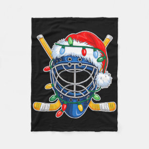 Christmas Ice Hockey Helmet Santa Xmas Men Boys Ki Fleece Blanket