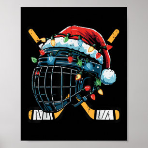 Christmas Ice Hockey Helmet Santa Xmas Men Boys Ki Poster