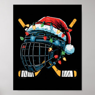 Christmas Ice Hockey Helmet Santa Xmas Men Boys Ki Poster