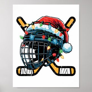 Christmas Ice Hockey Helmet Santa Xmas Men Boys Ki Poster