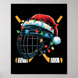 Christmas Ice Hockey Helmet Santa Xmas Men Boys Ki Poster