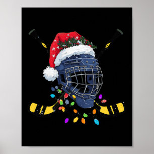 Christmas Ice Hockey Helmet Santa Xmas Poster