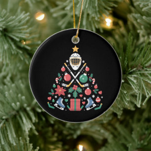 Christmas Ice Hockey Lover Tree Sports Team Ceramic Tree Decoration