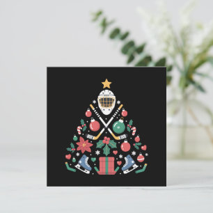 Christmas Ice Hockey Lover Tree Sports Team Holiday Card