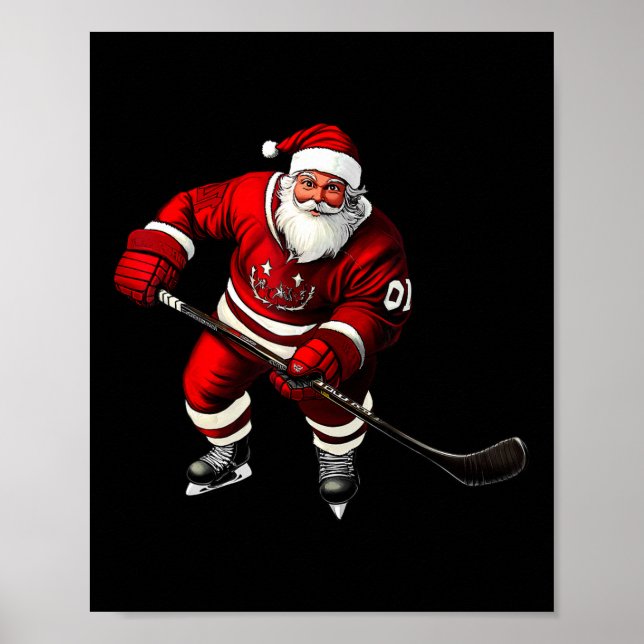 Christmas Ice Hockey Player  Poster (Front)
