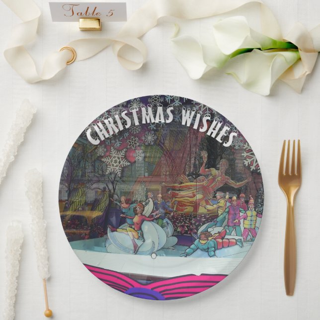 Christmas Ice Skaters Winter Theme Paper Plate (Wedding)
