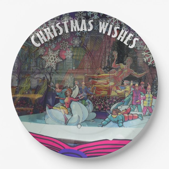 Christmas Ice Skaters Winter Theme Paper Plate (Front)