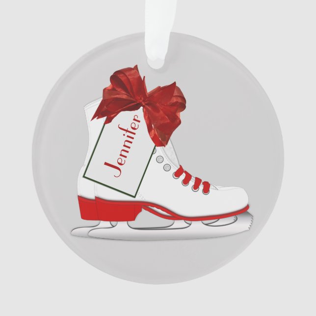 Christmas Ice Skates Round Acrylic Ornament (Front)
