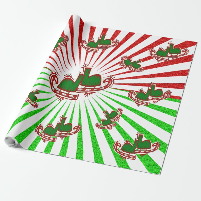 Christmas Ice Skates - Wrapping Paper (Unrolled)