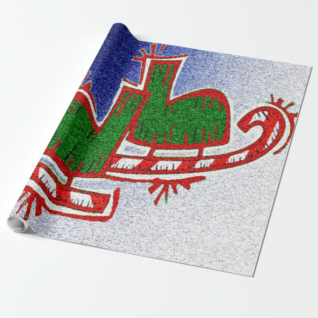 Christmas Ice Skates - Wrapping Paper (Unrolled)