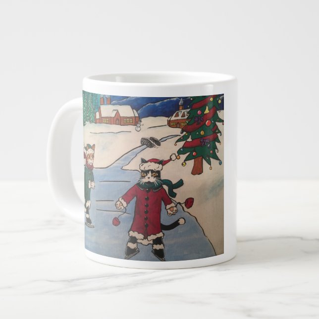 Christmas Ice Skating Large Coffee Mug (Front Left)