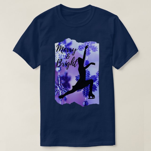 Christmas Ice Skating Merry and Bright purple snow T-Shirt (Design Front)