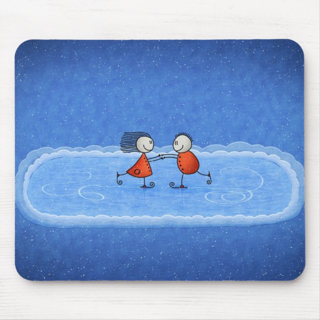 Christmas Ice Skating Mouse Mat (Front)