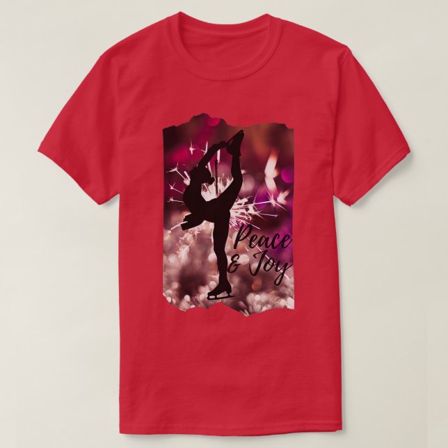 Christmas Ice Skating Peace and Joy sparkler 1 T-Shirt (Design Front)