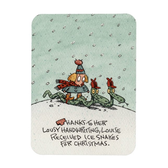 Christmas Ice Snakes Holiday Card Magnet (Vertical)