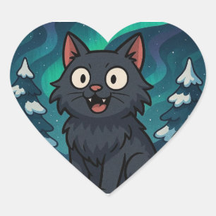 Christmas Icelandic Yule Cat  Heart Sticker