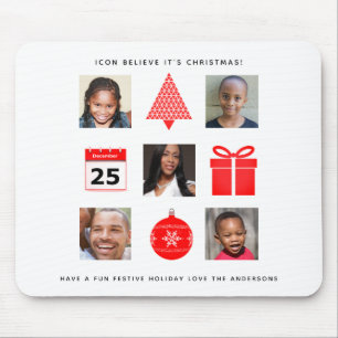 Christmas ICON PHOTO COLLAGE Keepsake Modern Mouse Mat