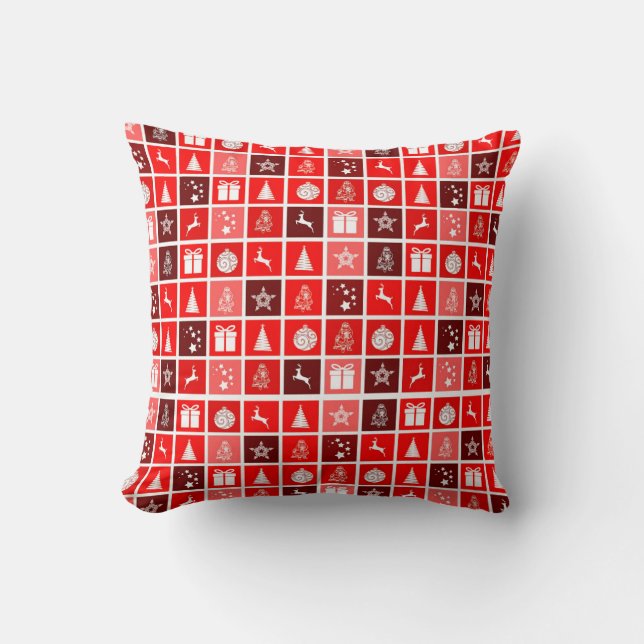 Christmas Icon Red Squares Holiday Art Classic Cushion (Front)