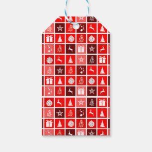 Christmas Icon Red Squares Holiday Art Classic Gift Tags