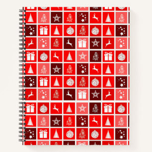 Christmas Icon Red Squares Holiday Art Classic Notebook