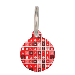 Christmas Icon Red Squares Holiday Art Classic Pet Tag