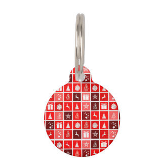 Christmas Icon Red Squares Holiday Art Classic Pet Tag