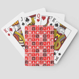 Christmas Icon Red Squares Holiday Art Classic Playing Cards