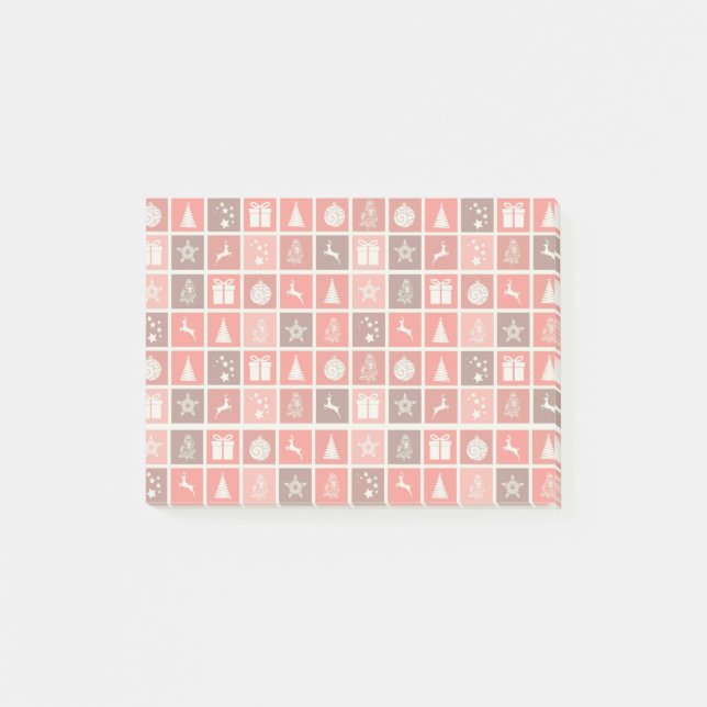 Christmas Icon Red Squares Holiday Art Classic Post-it Notes (Front)