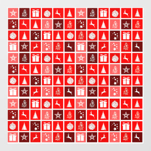 Christmas Icon Red Squares Holiday Art Classic Window Cling