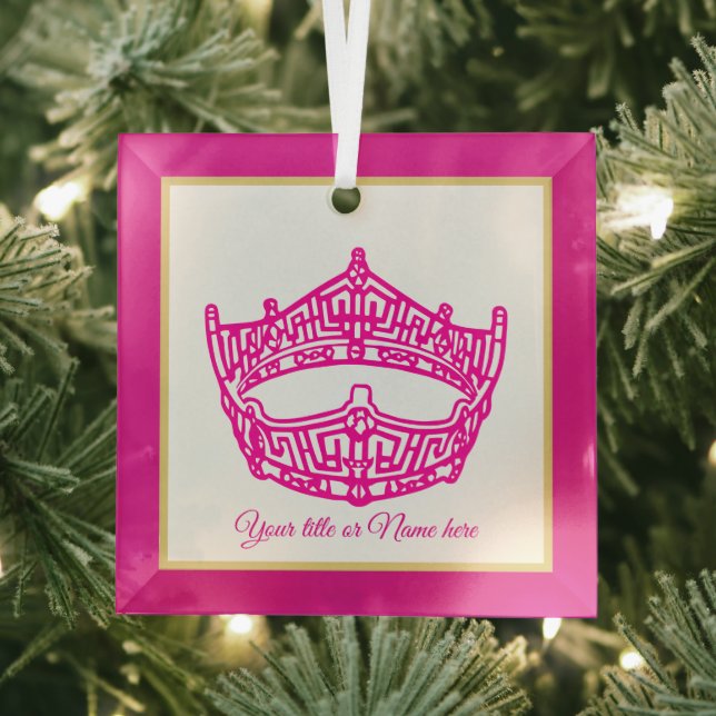 Christmas Iconic American Pageant Crown  Glass Orn Glass Tree Decoration (Insitu)