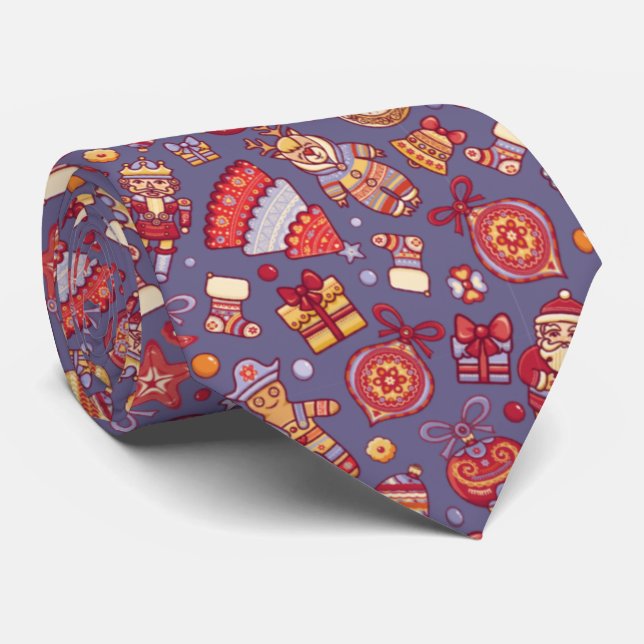 Christmas Icons Design Featuring Nutcracker Santa Tie (Rolled)