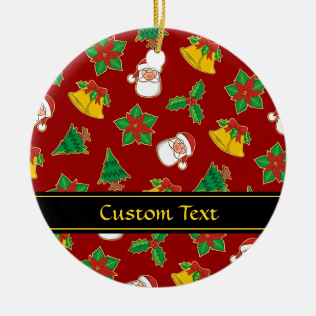 Christmas Icons Pattern Ceramic Tree Decoration (Front)