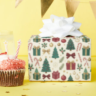 Christmas Icons Seamless Wrapping Paper 