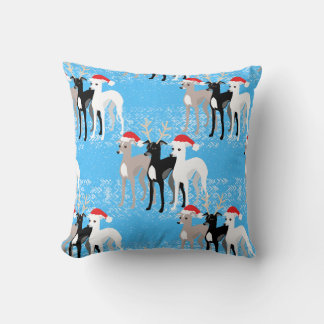 Christmas Iggy Italian Greyhounds in the Snow Cushion