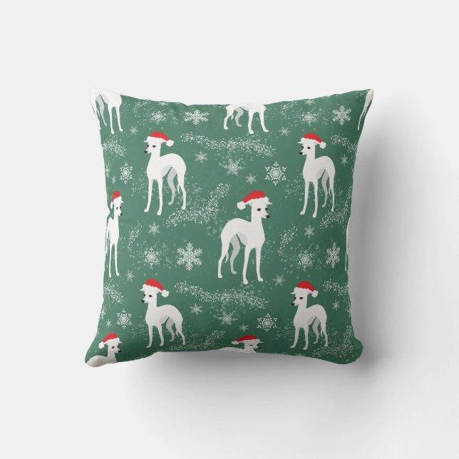 Christmas Iggy Italian Greyhounds in the Snow Thro Cushion (Back)