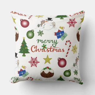 Christmas Illustration Mix Lg Pattern Cushion