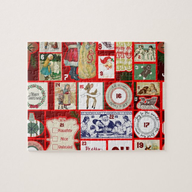 Christmas illustrations Vintage Holiday Fun Jigsaw Puzzle (Horizontal)