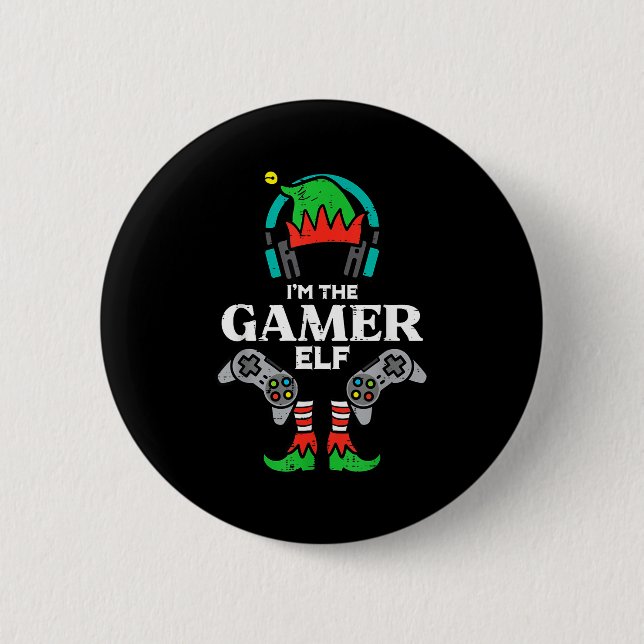 Christmas Im Gamer Elf Cute Xmas Gaming Boys Kids  6 Cm Round Badge (Front)