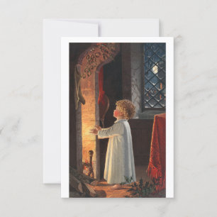 Christmas Image Depicting A Fireplace, Stockings A Invitation