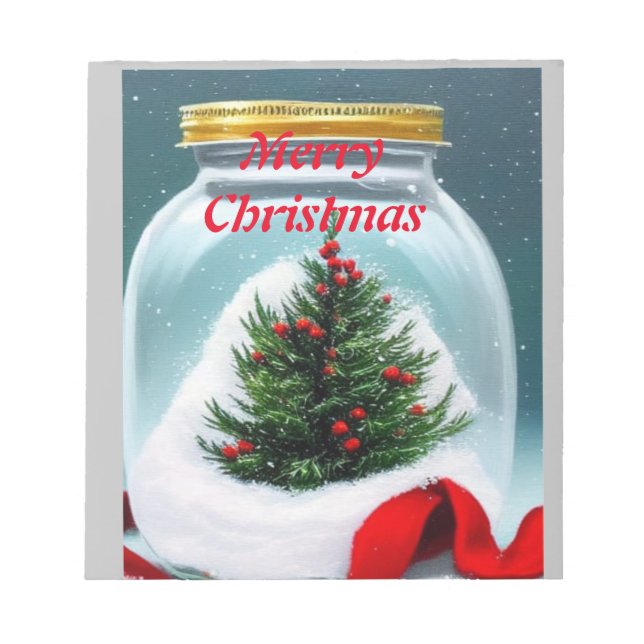 Christmas in a jar! cute mini Christmas tree  Notepad (Front)