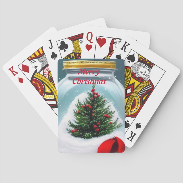 Christmas in a jar! cute mini Christmas tree   Playing Cards (Back)