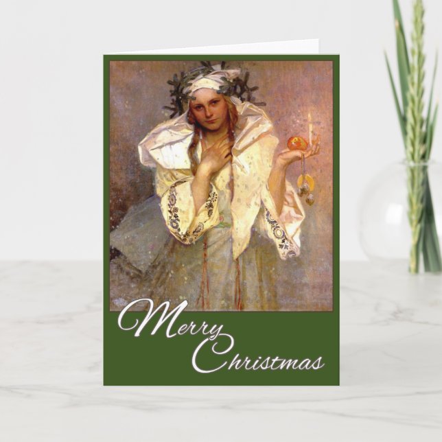 Christmas In America - Alphonse Mucha Holiday Card (Front)