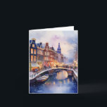 Christmas in Amsterdam Watercolor Card<br><div class="desc">This Christmas card features a watercolor portrait of Amsterdam in Christmas.</div>