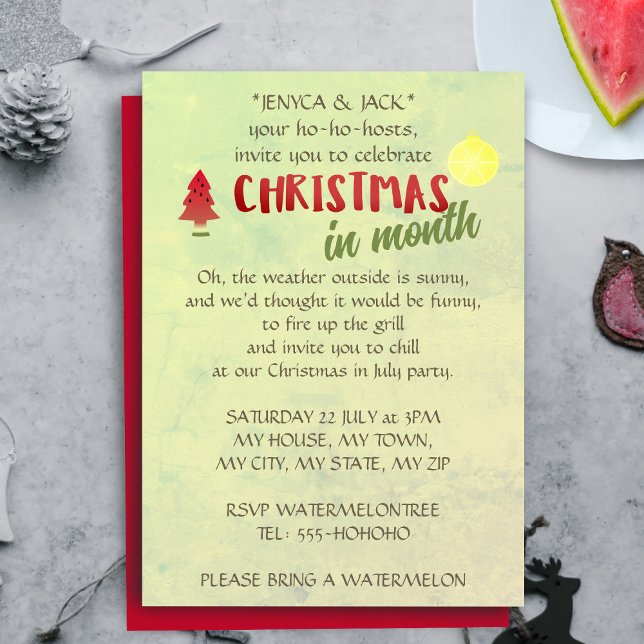 Christmas In Any Month Party Invitations (🍉 Celebrate Christmas in Any Month! Who says it has to be in December? 🍉  )