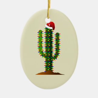 Christmas in Arizona Saguaro Cactus Lights Ceramic Tree Decoration