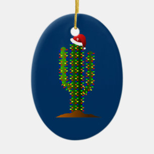 Christmas in Arizona Saguaro Cactus Lights Ceramic Tree Decoration