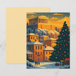 Christmas in Athens Note Card – Festive Greece 