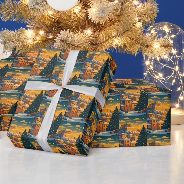 Christmas in Athens Wrapping Paper • Festive  (Holidays)