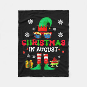 Christmas In August Funny Elf For Summer Xmas Men  Fleece Blanket