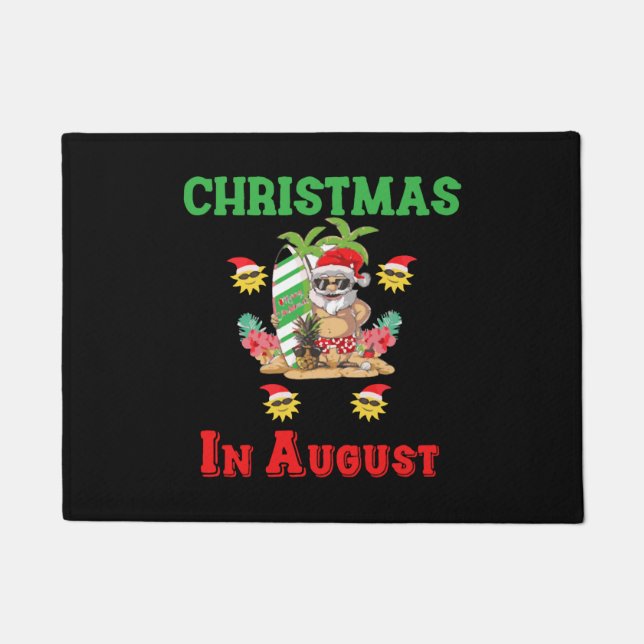 Christmas In August, Funny Santa Summer Beach Doormat (Front)